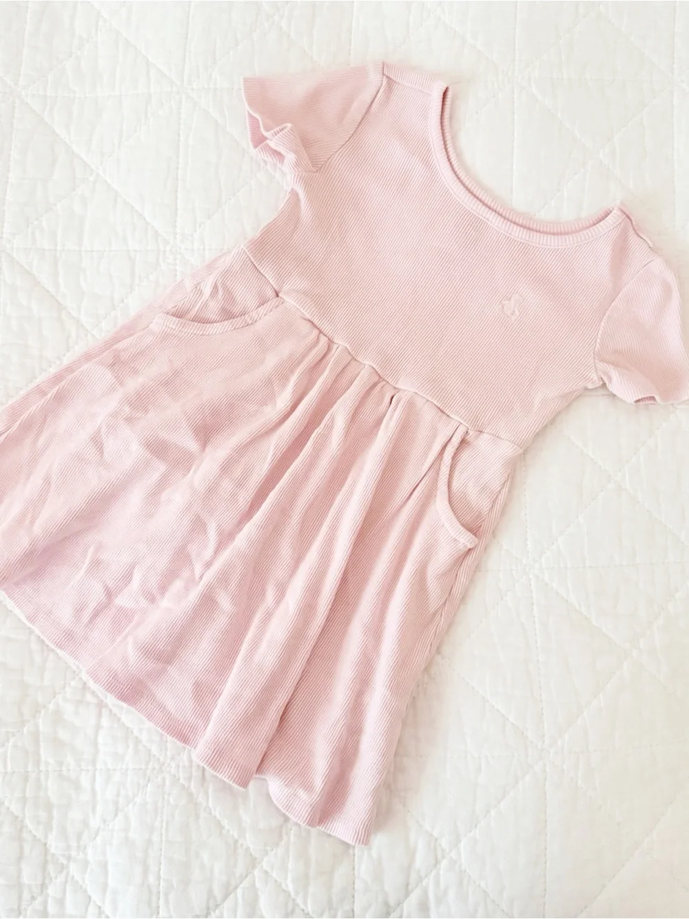 GAP Kids 3T Girls Light Pink Rib-Knit Pocket Dress